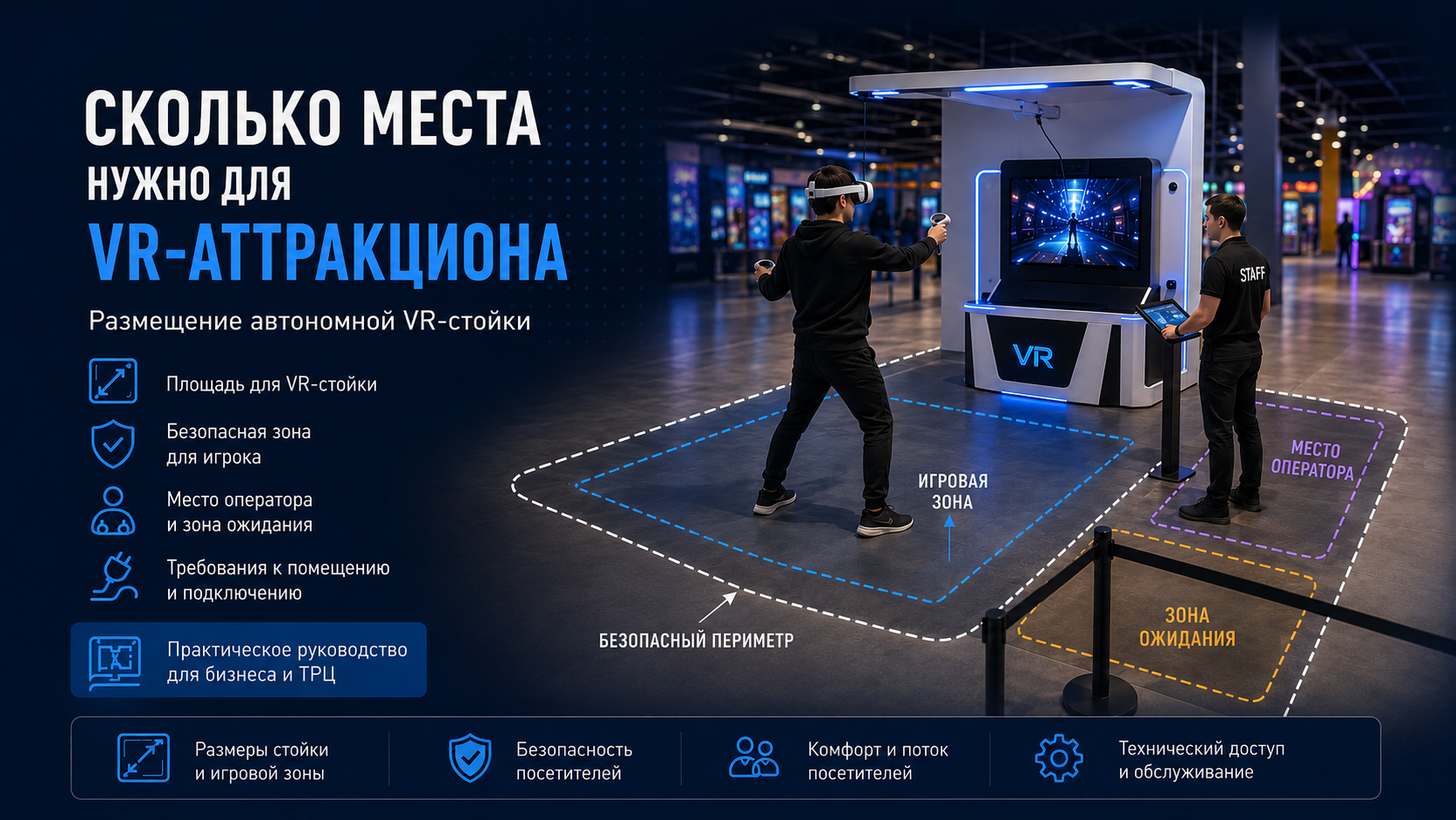 Сколько места нужно для VR-аттракциона: размещение автономной VR-стойки